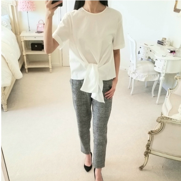 Zara Tops - Zara Front Knot White Short Sleeve Blouse, XS